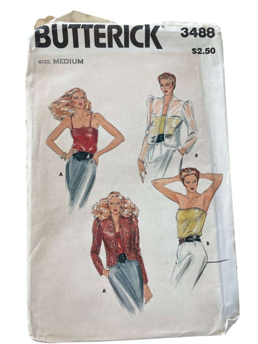 Vintage Butterick 3488 Sewing Pattern Medium Misses Jacket and Camisole UNCUT